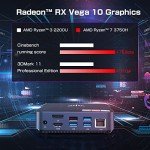 KAMRUI Mini PC,AMD Ryzen 7 3750H 16GB RAM 512GB SSD Small Computers,Radeon RX Vega 10 Graphics Micro Desktop,Dual HDMI 4K UHD for Home Office,Media Computer,Retail Store,Light Gaming