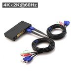 CKLau 4Kx2K@60Hz 2 Port KVM HDMI Switch with Audio and Cable, Dual Port KVM Switch HDMI for 2 Computers Sharing Keyboard Mouse Monitor and USB 2.0 Peripheral Support Hotkey Switching, EDID