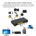 CKLau 4Kx2K@60Hz 2 Port KVM HDMI Switch with Audio and Cable, Dual Port KVM Switch HDMI for 2 Computers Sharing Keyboard Mouse Monitor and USB 2.0 Peripheral Support Hotkey Switching, EDID
