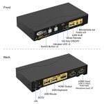CKLau 4Kx2K@60Hz 2 Port KVM HDMI Switch with Audio and Cable, Dual Port KVM Switch HDMI for 2 Computers Sharing Keyboard Mouse Monitor and USB 2.0 Peripheral Support Hotkey Switching, EDID
