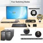 CKLau 4Kx2K@60Hz 2 Port KVM HDMI Switch with Audio and Cable, Dual Port KVM Switch HDMI for 2 Computers Sharing Keyboard Mouse Monitor and USB 2.0 Peripheral Support Hotkey Switching, EDID