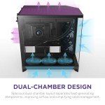 NZXT H9 Flow (2025) – Large Dual-Chamber ATX Mid-Tower Airflow PC Case – Includes 3 x 140mm & 1 x 120mm Fans – 420mm Radiator Support – Tempered Glass – Back-Connect Ready – Black