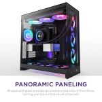 NZXT H9 Flow RGB+ (2025) – Large Dual-Chamber ATX Mid-Tower Airflow PC Case – Includes 7 RGB Fans (6 x 140mm, 1 x 120mm) & Control Hub – 420mm Radiator Support – Back-Connect Ready – Black