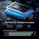 Mini PC Intel Core i5 12600H(12C/16T,Turbo 4.5GHz), 32GB DDR4 RAM 512GB PCIe 3.0 SSD, Micro Computers Dual LAN/4x USB3.2/WiFi6E/BT5.2/HDMI+DP+USB-C/4K Triple Display