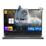 2025 Laptop Computer with Windows 11, Intel N150 Quad-Core Processor 16GB DDR4 RAM 512GB SSD, 15.6" FHD IPS Display, WIFI,5000mAh Battery,USB3.2 Gen1,Portable Laptops for Business Office Student