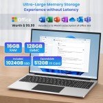 jumper 16 Inch Laptop Computer, 16GB RAM 1152GB Storage, N150 4-Core 3.6GHz Processor, 1200p IPS FHD Display, Office 365 1-Year Subscription, WiFi-6, Mini-HDMI, 38Wh Battery, Cooling System.