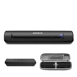Ambir TravelScan Pro Go Bundle Portable USB Powered Compact Document, Business Card and Receipt Scanner for Windows PC's with Hard Shell Travel Case PS600-GO