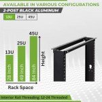 NavePoint 13U 2 Post Open Frame Server Rack for 19 Inch Equipment, AV, Networking, Data & IT Devices, 2-Post Rack 13U 661lbs Weight Capacity, Black