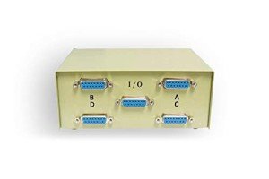 Kentek DB15 4 Way Manual Data Switch Box 15 Pin I/O ABCD Female Port for PC Game Joystick MAC Monitors MIDI Devices Peripherals