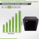 NavePoint 12U Server Cabinet Wall Mount Rack Enclosure Includes 2 Fans, Locking Glass Door, Removable Side Panels – 12U Network Cabinet 17.7” Deep, 19 Inch Server Rack for IT and A/V Equipment