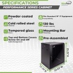 NavePoint 12U Server Cabinet Wall Mount Rack Enclosure Includes 2 Fans, Locking Glass Door, Removable Side Panels – 12U Network Cabinet 17.7” Deep, 19 Inch Server Rack for IT and A/V Equipment