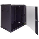 NavePoint 12U Server Cabinet Wall Mount Rack Enclosure Includes 2 Fans, Locking Glass Door, Removable Side Panels – 12U Network Cabinet 17.7” Deep, 19 Inch Server Rack for IT and A/V Equipment