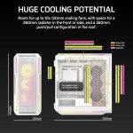 CORSAIR iCUE Link 5000T LX RGB Mid-Tower ATX PC Case – 3X Pre-Installed LX120 RGB Fans, Integrated Aurora RGB Light Strips, Spacious Interior, iCUE Link System Hub Included – White