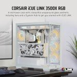 CORSAIR iCUE Link 3500X RGB Mid-Tower ATX PC Case – Panoramic Tempered Glass – Reverse Connection Motherboard Compatible – 3X CORSAIR iCUE Link RX120 RGB Fans Included – White