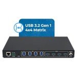 OREI USB 3.0 4x4 Matrix Peripheral Sharing Switch, Share 4 USB Devices with 4 Different Computer Hosts PC, Printer, Scanner, Mouse, Keyboard, Mulitiple Displays Monitor - IP/Remote Control