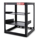 Pyle 15U Open Frame Server Rack - Wall Mount Network Rack for Servers, Networking & AV Gear - Heavy-Duty 19" Equipment, Includes 1U & 2U Vented Shelves for Airflow, Lockable Wheels - 440 lbs Capacity