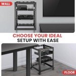 Pyle 15U Open Frame Server Rack - Wall Mount Network Rack for Servers, Networking & AV Gear - Heavy-Duty 19" Equipment, Includes 1U & 2U Vented Shelves for Airflow, Lockable Wheels - 440 lbs Capacity