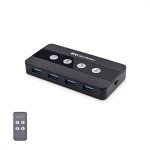 Cable Matters 4 Port USB 3.0 Switch Hub USB Sharing Switch for 4 Computers and USB Peripherals - Button or Wireless Remote Control Swapping & Micro USB 3.0 Cable