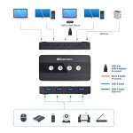 Cable Matters 4 Port USB 3.0 Switch Hub USB Sharing Switch for 4 Computers and USB Peripherals - Button or Wireless Remote Control Swapping & Micro USB 3.0 Cable
