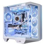 darkFlash Full-Tower ATX Gaming PC Case, Back Plug-in Motherboard, Dual-Chamber, Panoramic Glass, Up to 2 x 360mm Radiators, RTX 40 Compatible(DY470) (4 PWM ARGB Fans, White)