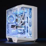 darkFlash Full-Tower ATX Gaming PC Case, Back Plug-in Motherboard, Dual-Chamber, Panoramic Glass, Up to 2 x 360mm Radiators, RTX 40 Compatible(DY470) (4 PWM ARGB Fans, White)