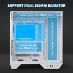 darkFlash Full-Tower ATX Gaming PC Case, Back Plug-in Motherboard, Dual-Chamber, Panoramic Glass, Up to 2 x 360mm Radiators, RTX 40 Compatible(DY470) (4 PWM ARGB Fans, White)