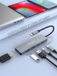 Opluz USB C Hub 5-in-1 USB C to 4K@60HZ Hdmi Multiport Adapter, 5Gbps 100W PD USB C Dock USB3.0 Dongle Docking Station Aluminum USB C Dock Hub for MacBook Dell Hp Lenovo - Computer peripherals