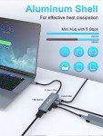 Opluz USB C Hub 5-in-1 USB C to 4K@60HZ Hdmi Multiport Adapter, 5Gbps 100W PD USB C Dock USB3.0 Dongle Docking Station Aluminum USB C Dock Hub for MacBook Dell Hp Lenovo - Computer peripherals