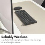 Macally Small Wireless Keyboard - 2.4G Ergonomic & Comfortable Mini Compact USB Keyboard Wireless for Laptop or Windows Computer PC, Tablet, TV