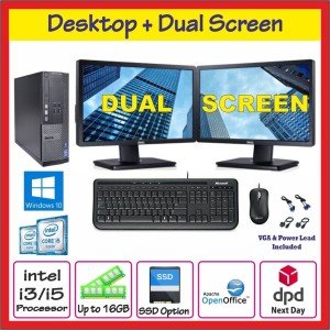 Dual Screen Desktop PC with Intel i3/i5, 32GB RAM