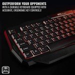 Ritz Gear Gaming Accessories Kit (Red) | 4-in-1 LED Backlight Bundle PC Combo with Multimedia Keyboard, Optical Mouse, Mouse Pad & Headset with Adapter | for Windows 7+ Desktop, Laptop, Xbox & PS4