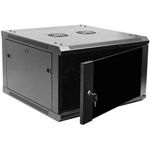 Navepoint 6U Deluxe IT Wallmount Cabinet Enclosure 19-Inch Server Network Rack with Locking Glass Door 24-Inches Deep Black