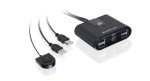 IOGEAR USB 2.0 2x4 Peripheral Switching Hub - 2 PC Share To 4 USB Devices - Up To 480Mbps - Mobile Devices Charging - Mouse/Keyboard - Printer - Scanner - EX HD - LED Indicators w/Remote - GUS402