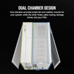 CORSAIR 2500X Small-Tower mATX Dual Chamber PC Case – Panoramic Tempered Glass – Reverse Connection Motherboard Compatible – No Fans Included – White
