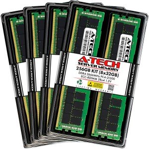 A-Tech 256GB 8x 32GB 2Rx4 PC4-21300R DDR4 2666 ECC REG RDIMM Server Memory RAM