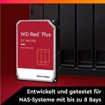 WD Red Plus interne Festplatte NAS 10 TB (3,5'', Workload-Rate 180 TB/Jahr, 7.200 U/min, 256 MB Cache, NASware™-Firmware für Kompatibilität, 8 Bays) Rot