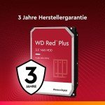 WD Red Plus interne Festplatte NAS 10 TB (3,5'', Workload-Rate 180 TB/Jahr, 7.200 U/min, 256 MB Cache, NASware™-Firmware für Kompatibilität, 8 Bays) Rot