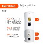 ARRIS (S33) - Cable Modem - Fast DOCSIS 3.1 Multi-Gigabit WiFi For Comcast Xfinity, Cox, Spectrum & More 1 & 2.5 Gbps Ports 2.5 Gbps Max Internet Speeds 4 OFDM Channels 2 Year Warranty