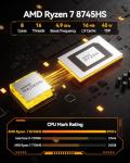 GEEKOM A8 Mini PC with AMD Ryzen 7 8745HS, 32GB DDR5 5600MHz 1TB PCIe 4.0 NVMe SSD, Windows 11 Pro Desktop Computer for Home&Business, Radeon 780M, USB4, 8K UHD, 4 Display | WiFi 6E, BT5.2, 2.5G LAN