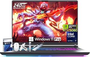 ASUS ROG Strix G18 Gaming Laptop, Intel 24-Core Ultra 9 275HX, NVIDIA GeForce RTX 5080, 18" 2.5K 240Hz ROG Display, 64 GB DDR5 RAM, 2 TB SSD, Backlit, Microsoft Office Lifetime License, Windows 11 Pro