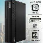 Lenovo ThinkCentre M70s Gen 5 SFF Intel Core i7-14700, 64GB RAM, 2TB SSD, Wi-FI 6E + BT, RJ-45, HDMI, DP Port, Wired Keyboard & Mouse, Win 11 Pro, Business Desktop