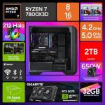 Cooler Master HAF 5 Pro AMD RYZEN 7 7800X3D 4.2 GHz | Gigabyte RTX 5070 12GB & B650 Motherboard | 32GB (2x16GB) DDR5 6000MHz | 2TB Gen4 M.2 | WiFi | Windows 11 | Hyper 212 Halo Cooler Gaming PC