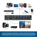 OREI 4x1 KVM HDMI Seamless Switch Multiviewer, Share Multiple Devices, PC, Computers, Phones, Gaming on One Display Monitor, Keyboard Control and USB 3.0 Peripheral Control