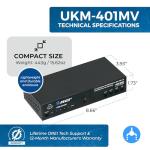 OREI 4x1 KVM HDMI Seamless Switch Multiviewer, Share Multiple Devices, PC, Computers, Phones, Gaming on One Display Monitor, Keyboard Control and USB 3.0 Peripheral Control