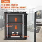 VEVOR 15U Wall Mount Network Server Cabinet, 18'' Deep, Server Rack Cabinet Enclosure, 500 lbs Max. Ground-Mounted Load Capacity, with Locking Glass Door Side Panels, for IT Equipment, A/V Devices