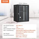 VEVOR 15U Wall Mount Network Server Cabinet, 18'' Deep, Server Rack Cabinet Enclosure, 500 lbs Max. Ground-Mounted Load Capacity, with Locking Glass Door Side Panels, for IT Equipment, A/V Devices