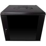 NavePoint 9U Server Rack Enclosure with Glass Door, Cooling Fan, Locks, & Removable Side Panels - 9U Wall Mount Network Cabinet 19 Inch Rack 17.7 Inches Deep