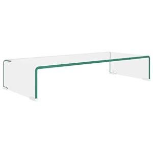 vidaXL TV Stand/Monitor Riser-Modern Clear Glass Desktop Display Shelf-Easy Clean, Multimedia Device Storage Solution-27.6"x11.8"x5.1"