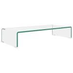 vidaXL TV Stand/Monitor Riser-Modern Clear Glass Desktop Display Shelf-Easy Clean, Multimedia Device Storage Solution-27.6"x11.8"x5.1"