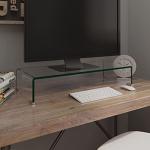 vidaXL TV Stand/Monitor Riser-Modern Clear Glass Desktop Display Shelf-Easy Clean, Multimedia Device Storage Solution-27.6"x11.8"x5.1"